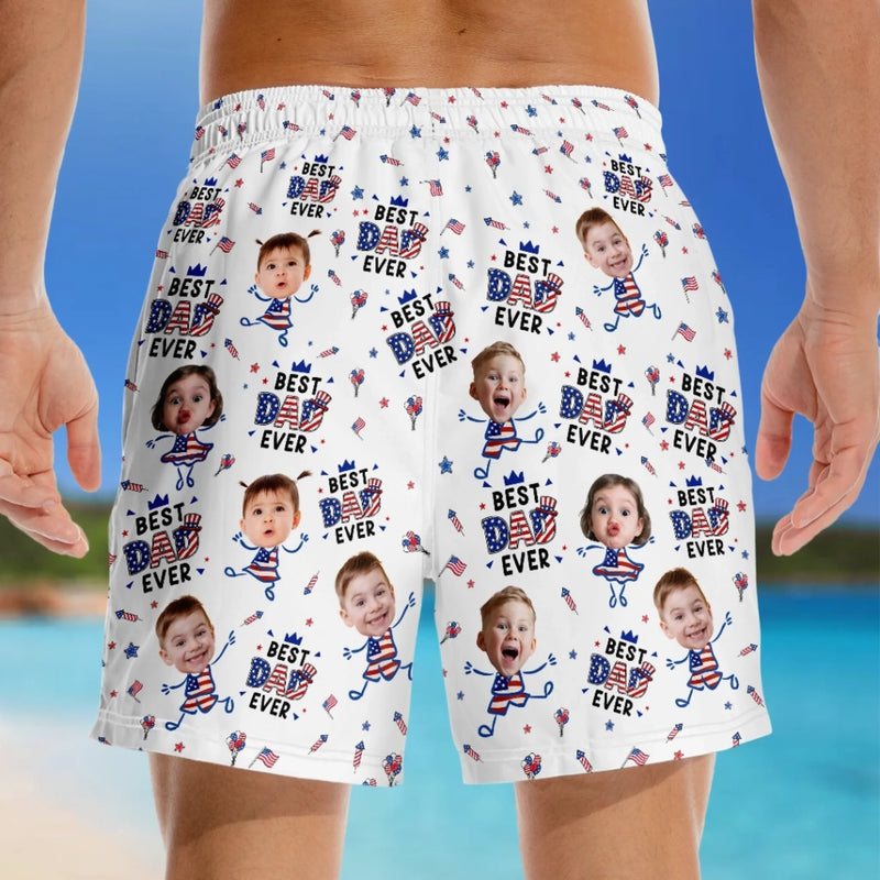 Custom Photo Tropical Hawaiian Aloha Men Beach Shorts - Personalized Father's Day, Summer Vacation And Travel Gifts For Dad, Grandpa - Best Dad Swim Drip