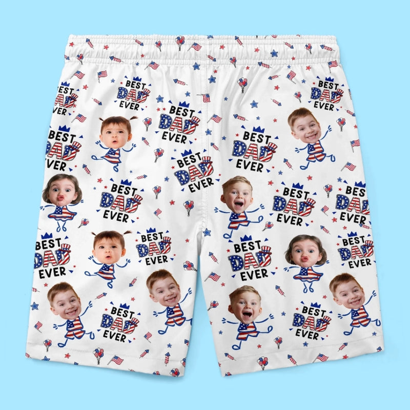 Custom Photo Tropical Hawaiian Aloha Men Beach Shorts - Personalized Father's Day, Summer Vacation And Travel Gifts For Dad, Grandpa - Best Dad Swim Drip