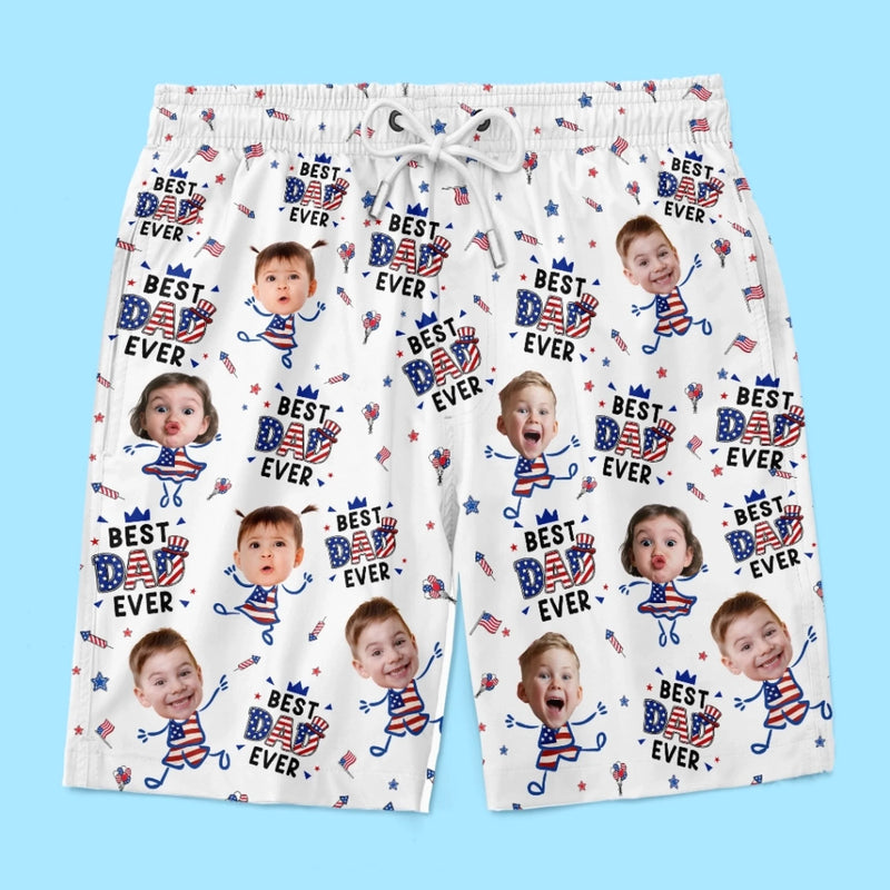 Custom Photo Tropical Hawaiian Aloha Men Beach Shorts - Personalized Father's Day, Summer Vacation And Travel Gifts For Dad, Grandpa - Best Dad Swim Drip
