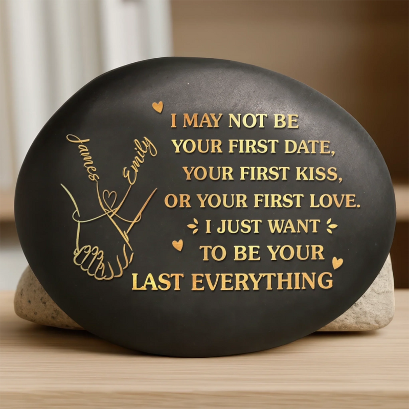 Custom Printed Rock - Personalized Anniversary Wedding Gifts For Husband And Wife, Him And Her - Holding Hands Into Forever