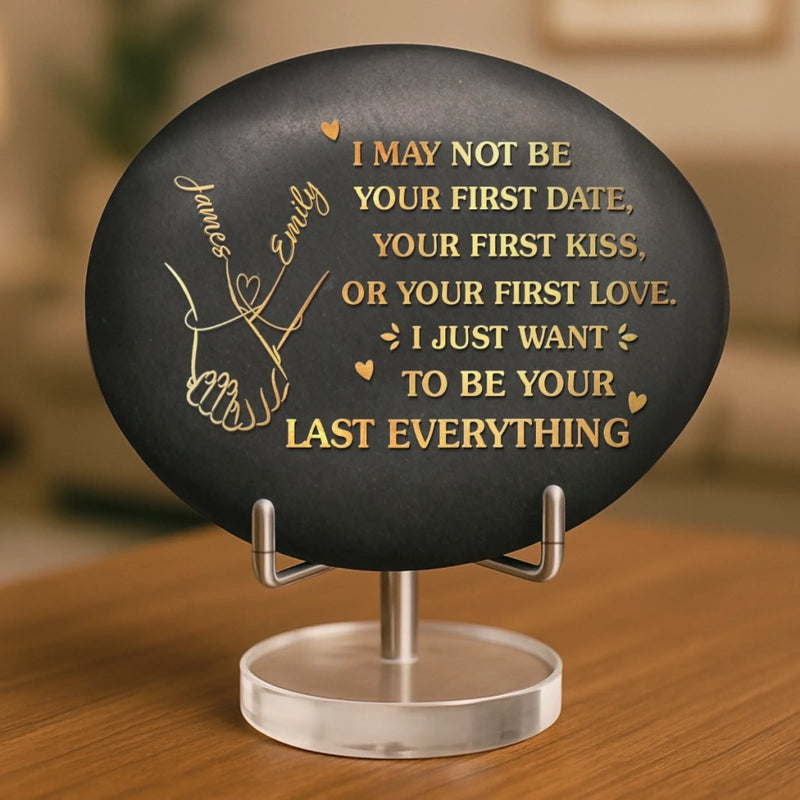 Custom Printed Rock - Personalized Anniversary Wedding Gifts For Husband And Wife, Him And Her - Holding Hands Into Forever