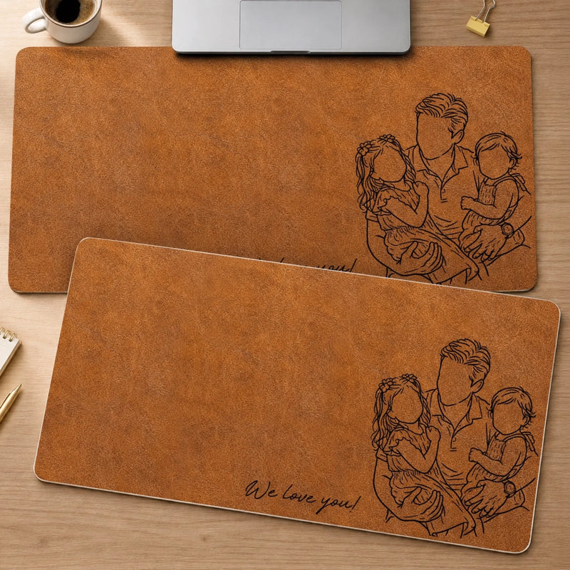 Custom Photo Desk Mat - Personalized Father's Day Birthday Gifts For Dad, Grandpa - Dad’s Love Holds Us Together