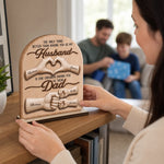 Custom 2-Layered Wooden Plaque - Personalized Father's Day Birthday Gifts For Husband, Dad - Home Feels Better With Dad