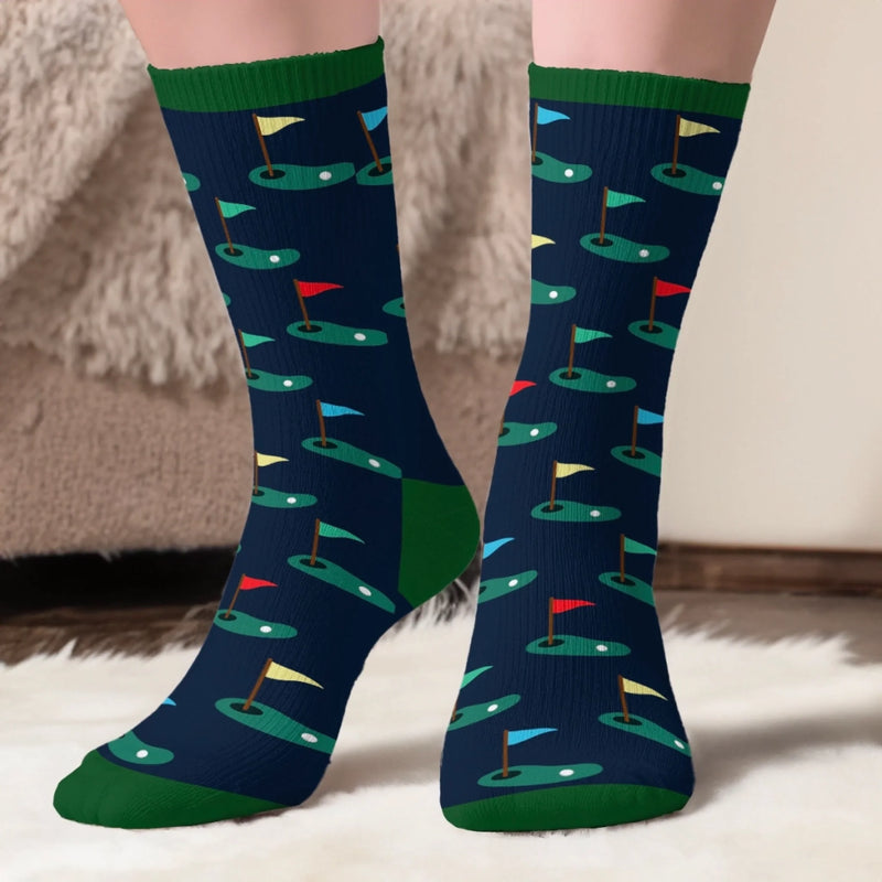 Custom Crew Socks - Personalized Father's Day Birthday Golf Gifts For Men, Women - Weekend Golf Warrior
