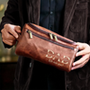 Custom Engraved Leather Toiletry Bag - Personalized Father's Day Birthday Gifts For Dad, Grandpa - Strong Hearts Start With Dad
