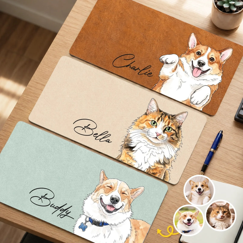 Custom Photo Desk Mat -  Personalized Birthday Gifts For Dog Cat Lovers, Dog Dad And Mom, Cat Owners - A Daily Reminder To Stay Pawsitive