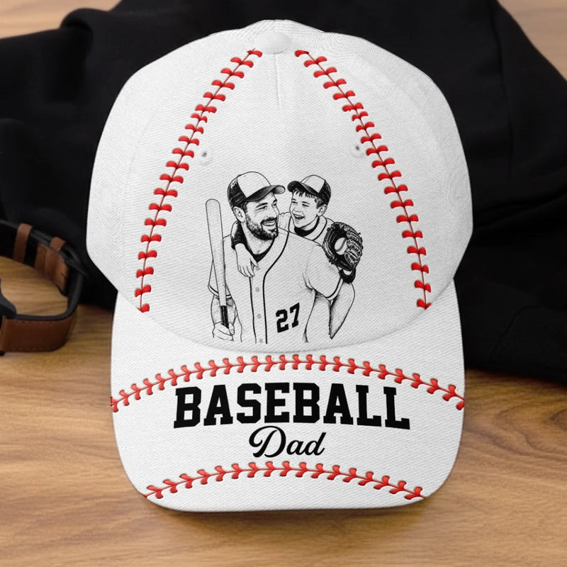 Custom Photo Hat, All Over Print Classic Cap - Personalized Father's Day Birthday Baseball Gifts For Dad, Grandpa, Baseball Lovers, Sports Fans, Sports Lovers - Baseball Vibes Only