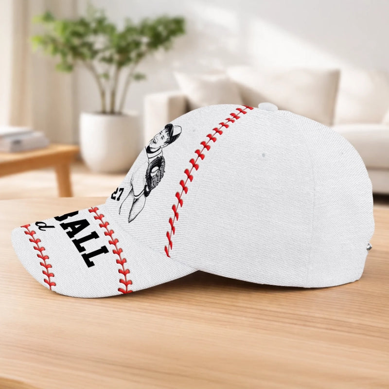Custom Photo Hat, All Over Print Classic Cap - Personalized Father's Day Birthday Baseball Gifts For Dad, Grandpa, Baseball Lovers, Sports Fans, Sports Lovers - Baseball Vibes Only
