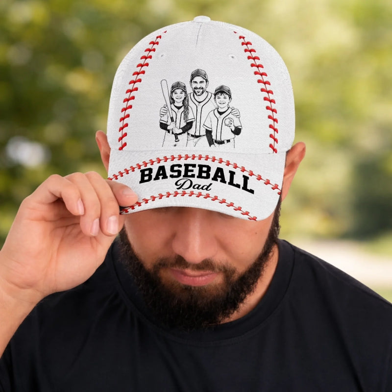Custom Photo Hat, All Over Print Classic Cap - Personalized Father's Day Birthday Baseball Gifts For Dad, Grandpa, Baseball Lovers, Sports Fans, Sports Lovers - Baseball Vibes Only