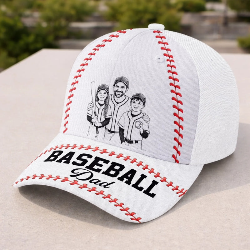 Custom Photo Hat, All Over Print Classic Cap - Personalized Father's Day Birthday Baseball Gifts For Dad, Grandpa, Baseball Lovers, Sports Fans, Sports Lovers - Baseball Vibes Only