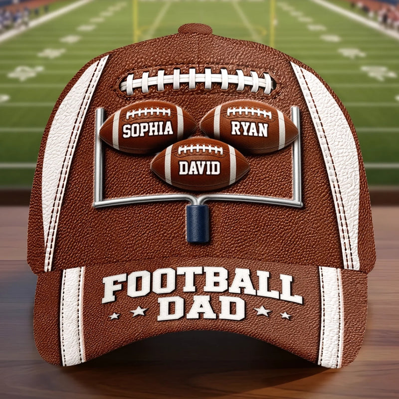 Custom Hat, All Over Print Classic Cap - Personalized Father's Day Birthday American Football Gifts For Dad, Grandpa, Football Lovers, Sports Fans, Sports Lovers - Weekend Game Day Energy