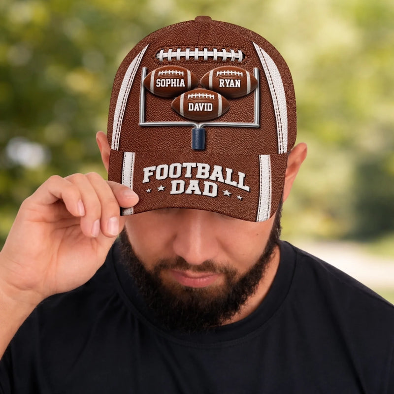 Custom Hat, All Over Print Classic Cap - Personalized Father's Day Birthday American Football Gifts For Dad, Grandpa, Football Lovers, Sports Fans, Sports Lovers - Weekend Game Day Energy