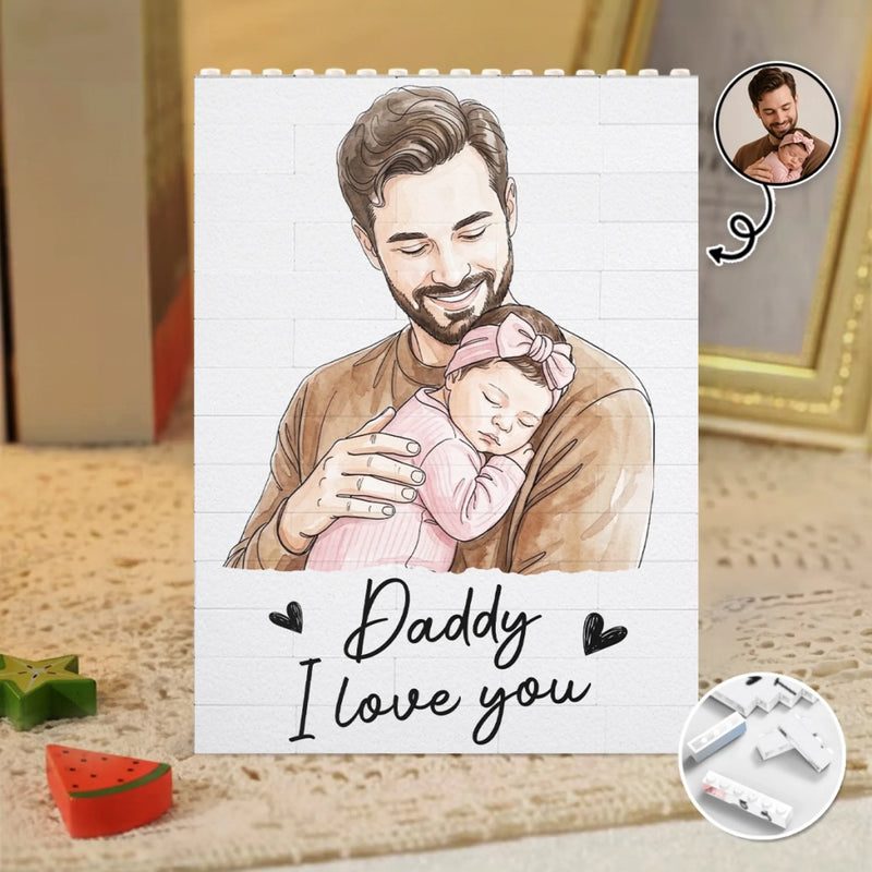 Custom Photo Vertical Rectangle Shaped Building Brick Blocks - Personalized Father's Day Birthday Gifts For Dad, Grandpa - Strong Roots Strong Family