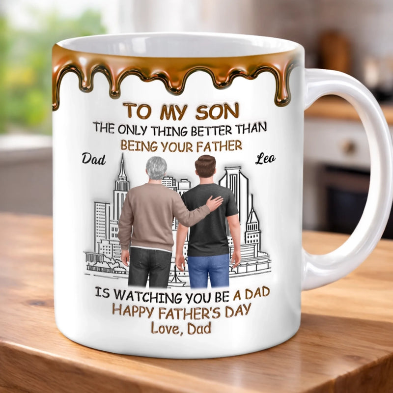 Custom 3D Inflated Effect Printed Mug - Personalized Father's Day Birthday Gifts For Son, Dad, Mom - Fatherhood Looks Good On You