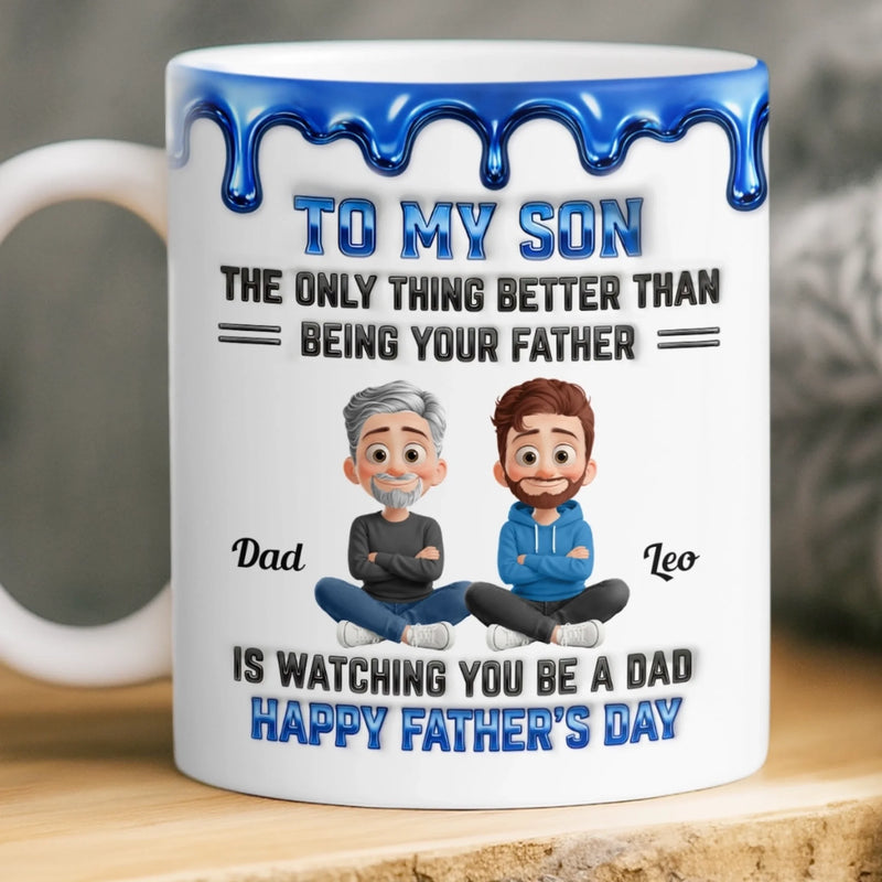 Custom 3D Inflated Effect Printed Mug - Personalized Father's day Birthday Gifts For Son, Dad, Mom - Strong Roots Strong Family