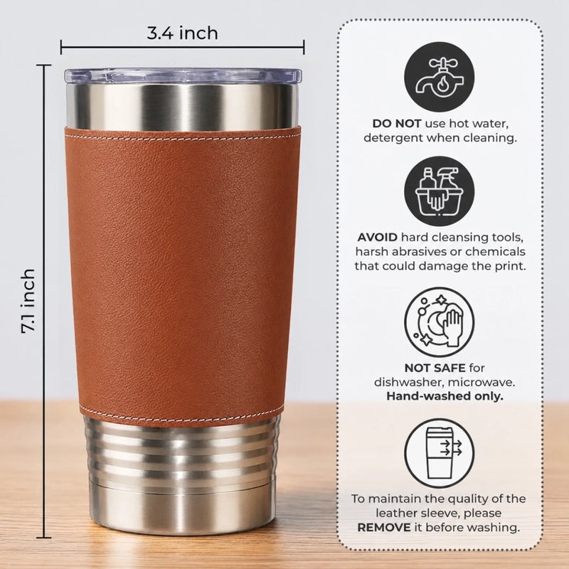 Custom Printed Leather Tumbler - Personalized Father's Day Birthday Gifts For Dad, Grandpa - Dad Makes The Best Memories