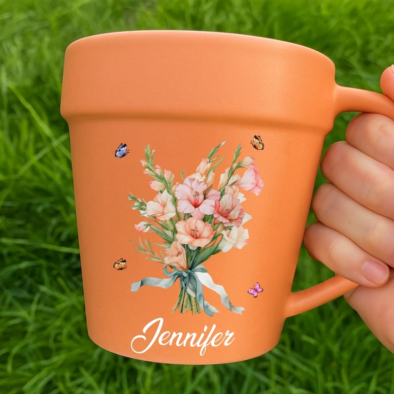 Custom Plant Pot Ceramic Mug - Personalized Birthday Garden Gifts For Gardeners - Wildflower State Of Mind