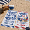 Custom Beach Towel - Personalized America 250th Anniversary, Summer Vacation And Travel Gifts For Mom, Dad, Brother, Sister, Kids - Born Free, Beach Bound