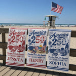 Custom Beach Towel - Personalized America 250th Anniversary, Summer Vacation And Travel Gifts For Family - Born Free, Beach Bound
