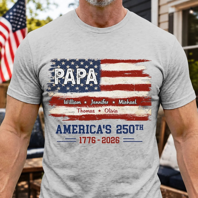 Custom T-shirt, Hoodie - Personalized America 250th Anniversary Birthday Gifts For Dad, Grandpa - Built On Freedom
