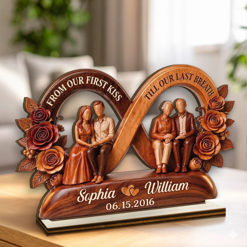 Custom 2-Layered Wooden Plaque - Personalized Anniversary Wedding Gifts For Husband And Wife, Him And Her - Growing Old With You