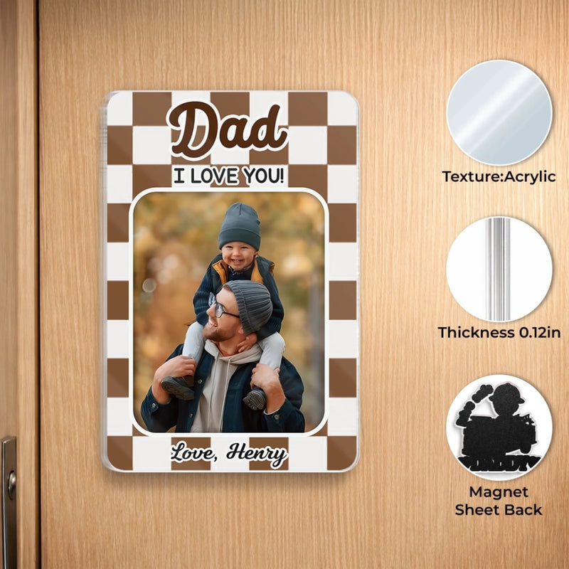 Custom Photo Acrylic Fridge Magnet - Personalized Father's Day Birthday Gifts For Dad, Grandpa - The Heart Of The Family