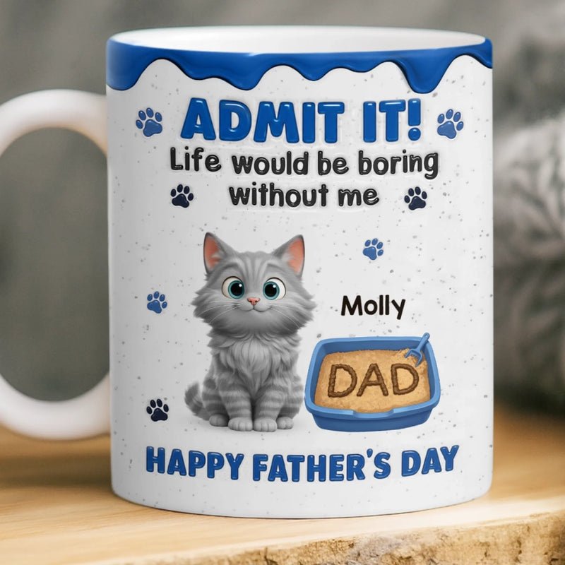Custom Mug - Personalized Father's Day Birthday Gifts For Cat Lovers, Cat Mom And Dad - The Real Boss Lives Here