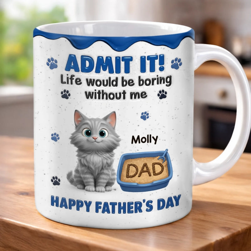 Custom Mug - Personalized Father's Day Birthday Gifts For Cat Lovers, Cat Mom And Dad - The Real Boss Lives Here
