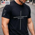 Custom Unisex T-Shirt With Design On Sleeve - Personalized Father's Day Birthday Gifts For Dad, Grandpa, Husband - My First Hero, My Forever Hero