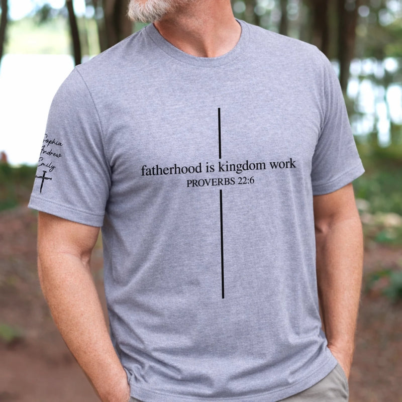 Custom Unisex T-Shirt With Design On Sleeve - Personalized Father's Day Birthday Gifts For Dad, Grandpa, Husband - My First Hero, My Forever Hero