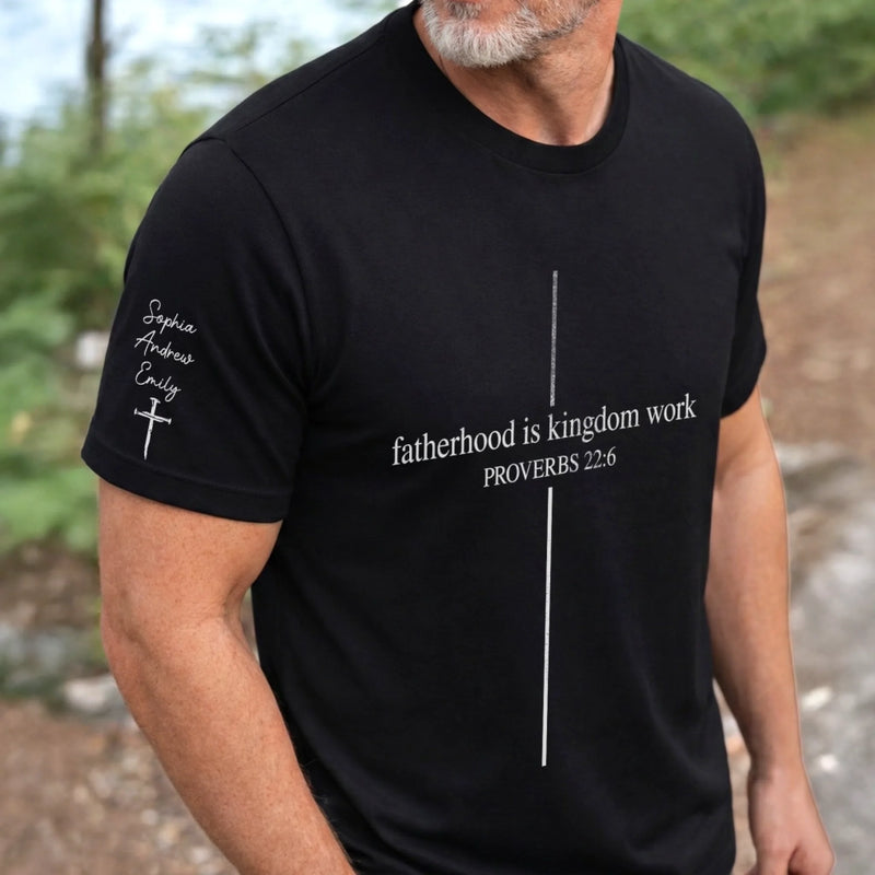 Custom Unisex T-Shirt With Design On Sleeve - Personalized Father's Day Birthday Gifts For Dad, Grandpa, Husband - My First Hero, My Forever Hero