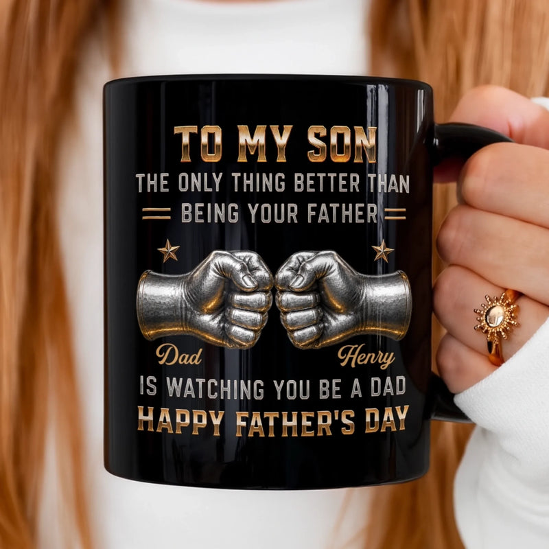 Custom Black Mug - Personalized Father's Day Birthday Gifts For Son - You’ll Always Be My Little Boy