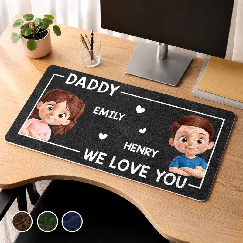 Custom Desk Mat -  Personalized Father's Day Birthday Gifts For Dad, Grandpa - Loved By Tiny Humans