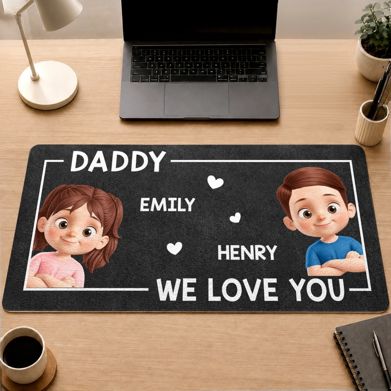 Custom Desk Mat -  Personalized Father's Day Birthday Gifts For Dad, Grandpa - Loved By Tiny Humans