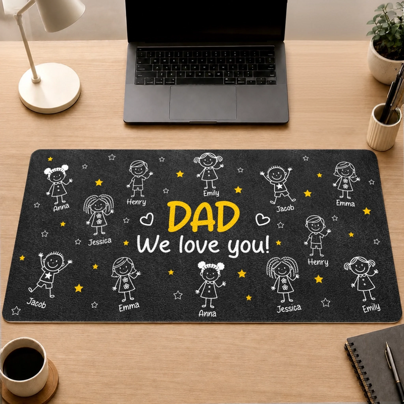 Custom Desk Mat -  Personalized Father's Day Birthday Gifts For Dad, Grandpa - Daddy’s Desk, Filled With Love