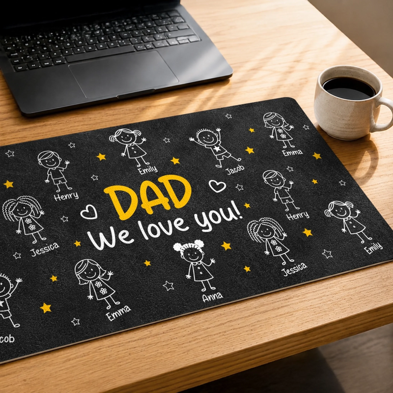 Custom Desk Mat -  Personalized Father's Day Birthday Gifts For Dad, Grandpa - Daddy’s Desk, Filled With Love