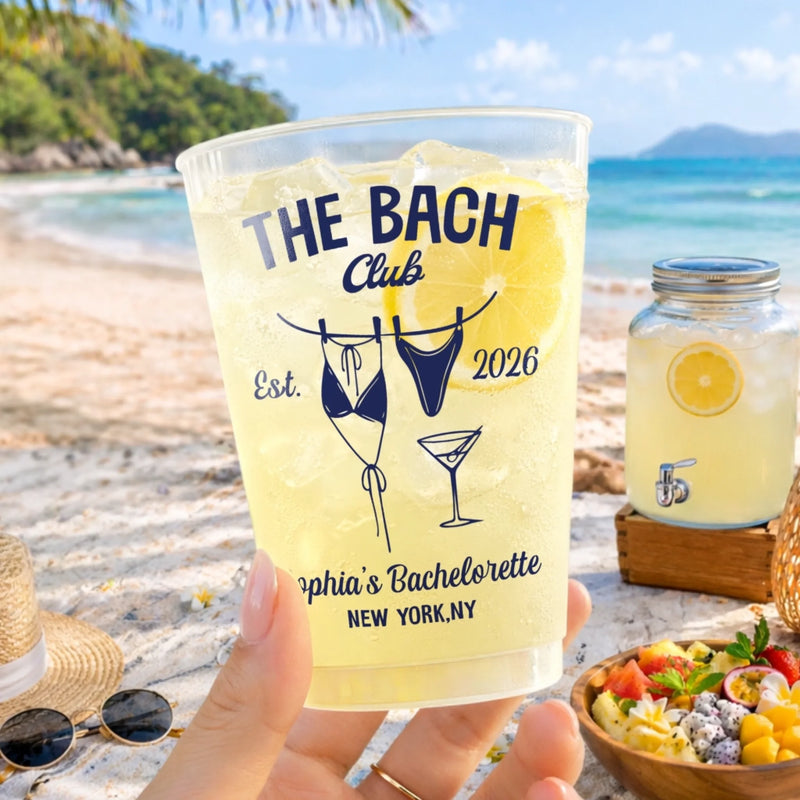 Custom Party Cups - Personalized Summer Vacation And Travel Gifts For Best Friends, Family - Palm Trees, Ocean Breeze
