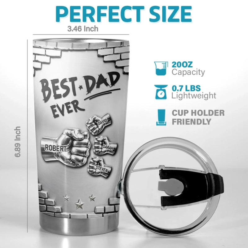 Custom 3D Inflated Effect Printed Tumbler - Personalized Father's Day Birthday Gifts For Dad, Grandpa - Strong Coffee, Strong Dad