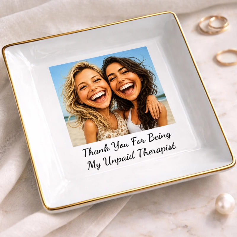 Custom Photo Funny Caricature Jewelry Dish - Personalized Best Friend Birthday Gifts For Women, Besties, Sisters, BFF - My Favorite Weirdo
