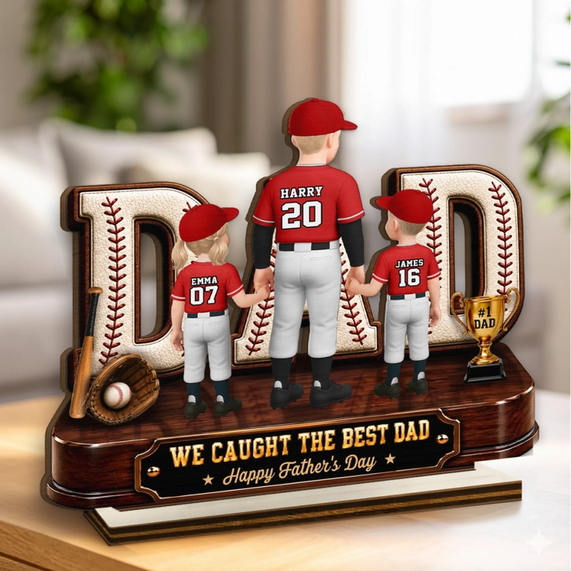 Custom 2-Layered Wooden Plaque - Personalized Father's Day Gifts For Dad, Grandpa, Baseball Lovers, Sports Fans, Sports Lovers - Baseball Is My Happy Place