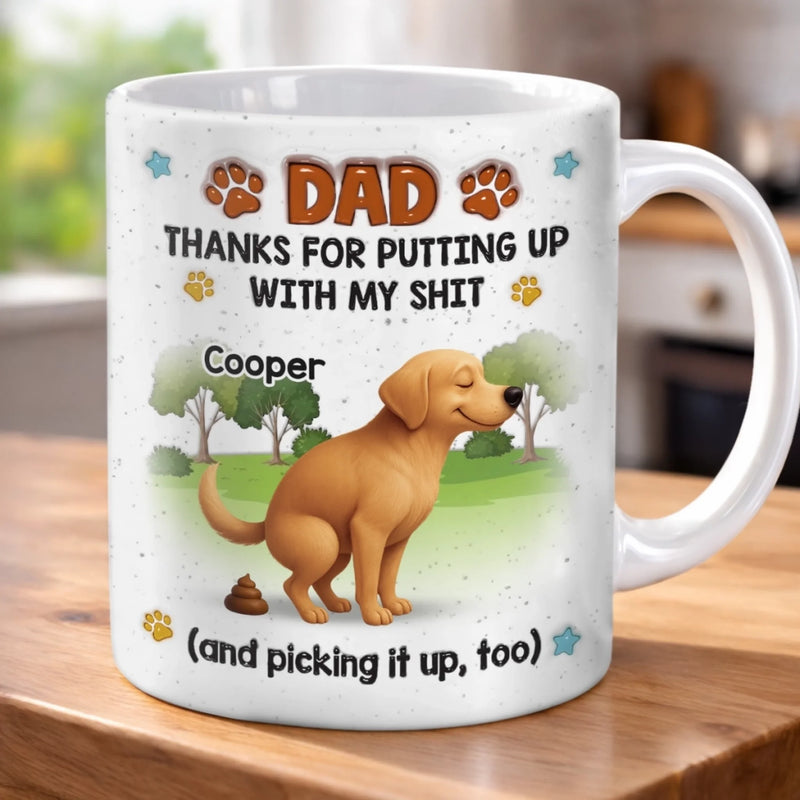 Custom 3D Inflated Effect Printed Mug - Personalized Father's Day Birthday Gifts For Dog Cat Lovers, Dog Dad And Mom, Cat Owners - Powered By Coffee & Cat Cuddles