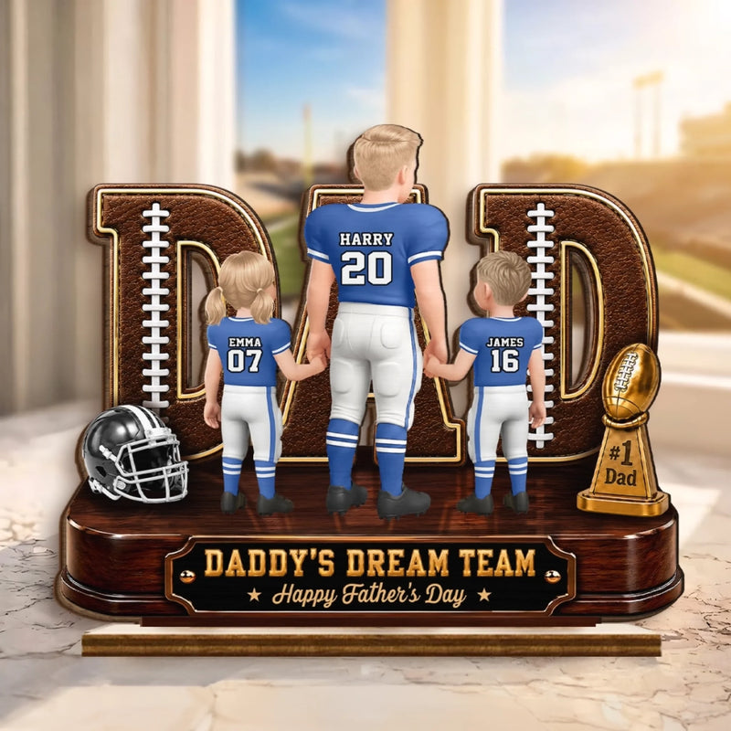 Custom 2-Layered Wooden Plaque - Personalized Father's Day Gifts For Dad, Grandpa, American Football Lovers, Sports Fans, Sports Lovers - Game Day Starts Here