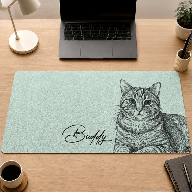 Custom Photo Desk Mat - Personalized Birthday Gifts For Dog Cat Lovers, Dog Dad And Mom, Cat Owners - Paws Make Life Sweeter