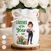 Custom Flower Vase With Ribbon - Personalized  Birthday Garden Gifts For Gardeners - Gardener Of The Year