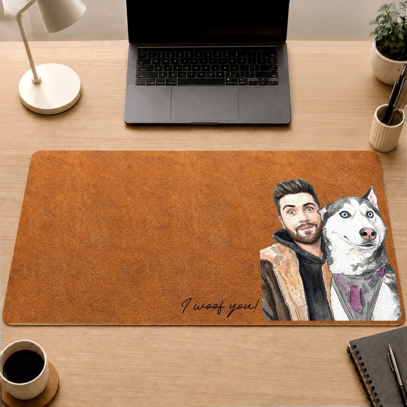 Custom Photo Desk Mat - Personalized Father's Day Birthday Gifts For Dog Cat Lovers, Dog Dad And Mom, Cat Owners - Whiskers Make Work Better