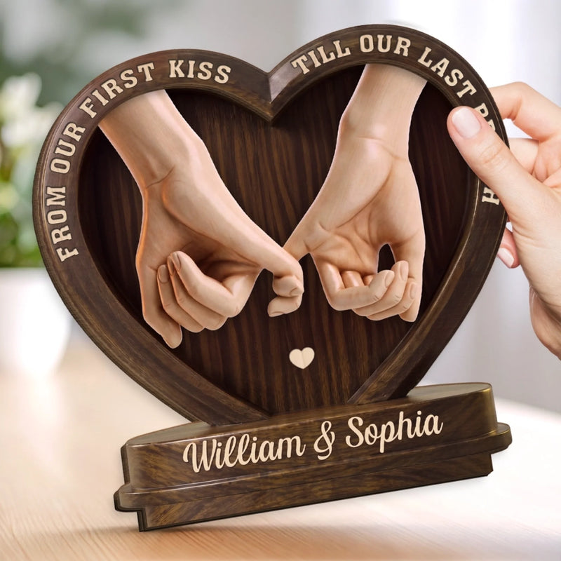 Custom 2-Layered Wooden Plaque - Personalized Anniversary Wedding Gifts For Husband And Wife, Him And Her - Your Hand In Mine