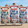 Custom Beach Towel - Personalized America 250th Anniversary, Summer Vacation And Travel Gifts For Mom, Dad, Brother, Sister, Kids - Celebrating 250 Years Strong
