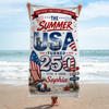 Custom Beach Towel - Personalized America 250th Anniversary, Summer Vacation And Travel Gifts For Mom, Dad, Brother, Sister, Kids - Celebrating 250 Years Strong