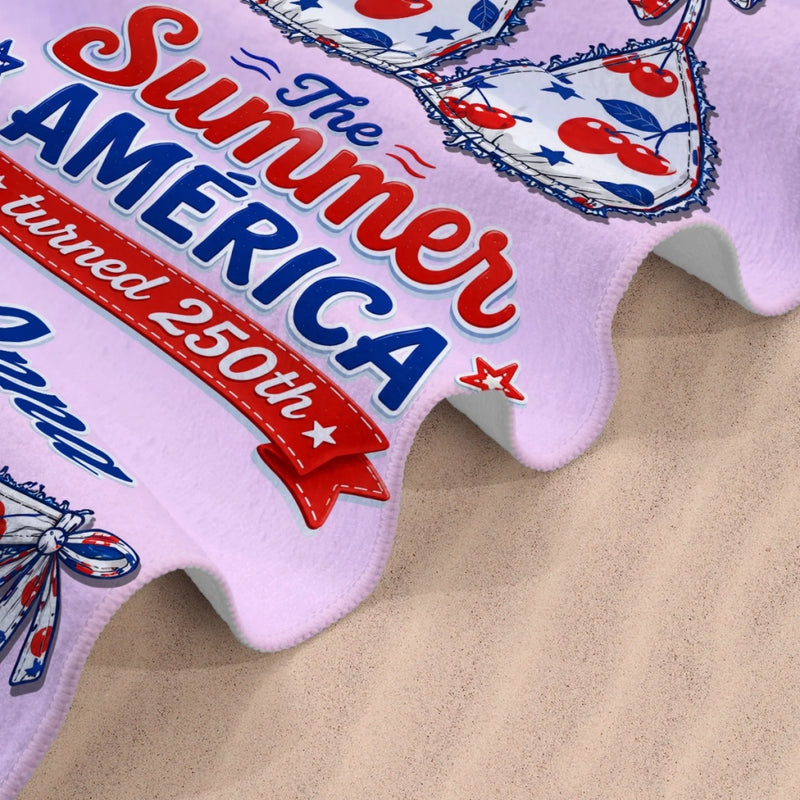 Custom Beach Towel - Personalized America 250th Anniversary, Summer Vacation And Travel Gifts For Best Friends, Family - Stars Stripes Sunshine