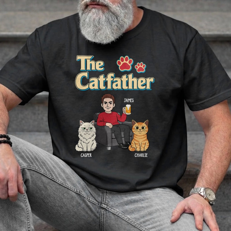 Custom Unisex T-shirt, Hoodie - Personalized Father's Day Birthday Gifts For Cat Lovers, Cat Dad - Proud Servant Of Tiny Overlords